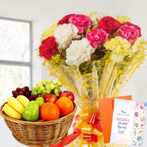 fruits and rose bouquets combo-nanjil cakes