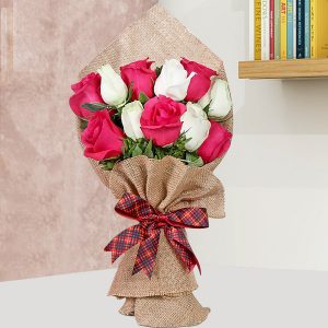 red and white rose bouquets -nanjil cakes